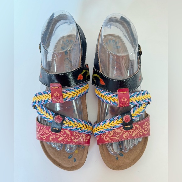 Elite Multi-Color Leather Sandals Size 8 - Picture 3 of 13
